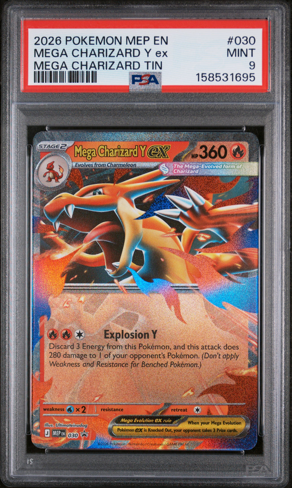 PSA 9 - 2026 POKEMON MEP EN-ME BLACK STAR PROMO #030 MEGA CHARIZARD Y ex MEGA CHARIZARD TIN