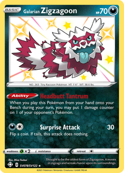 Galarian Zigzagoon — Shining Fates Shiny Vault SV078